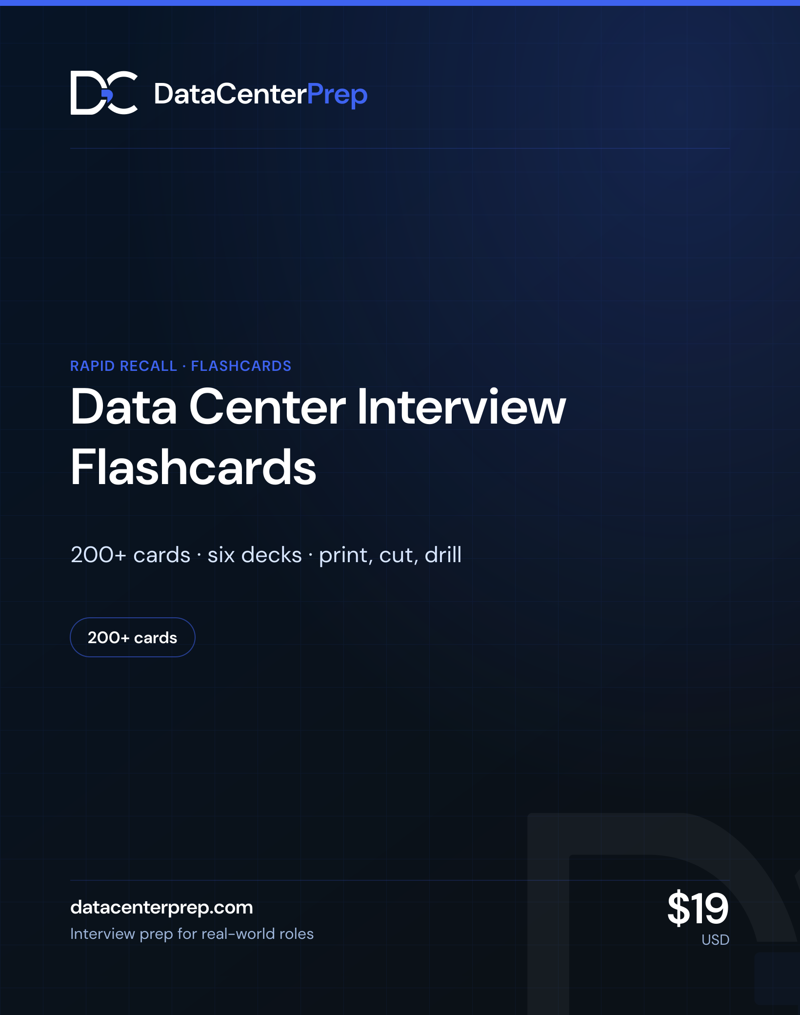Data Center Interview Flashcards — product cover