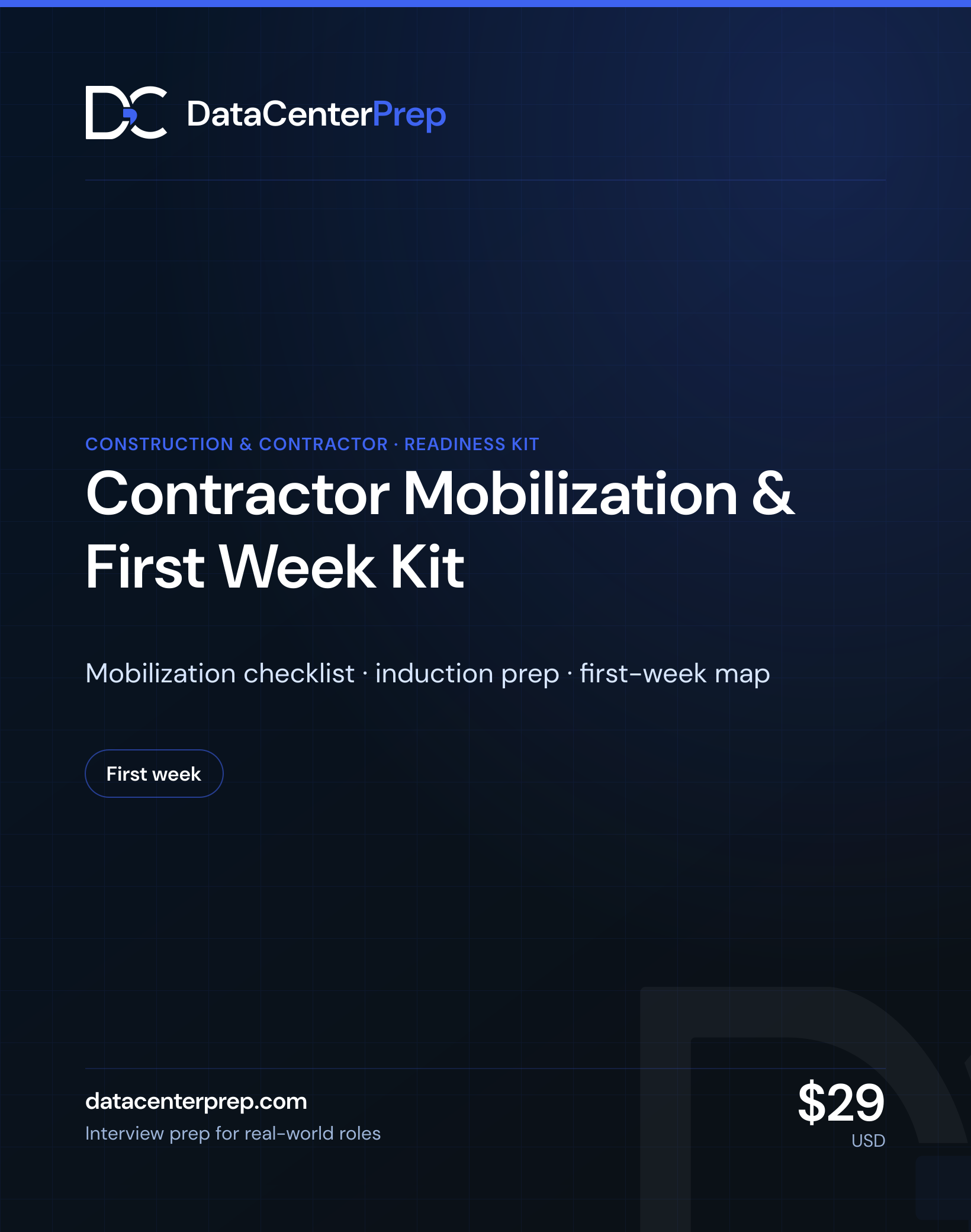 Data Center Contractor Mobilization & First Week Kit — product cover