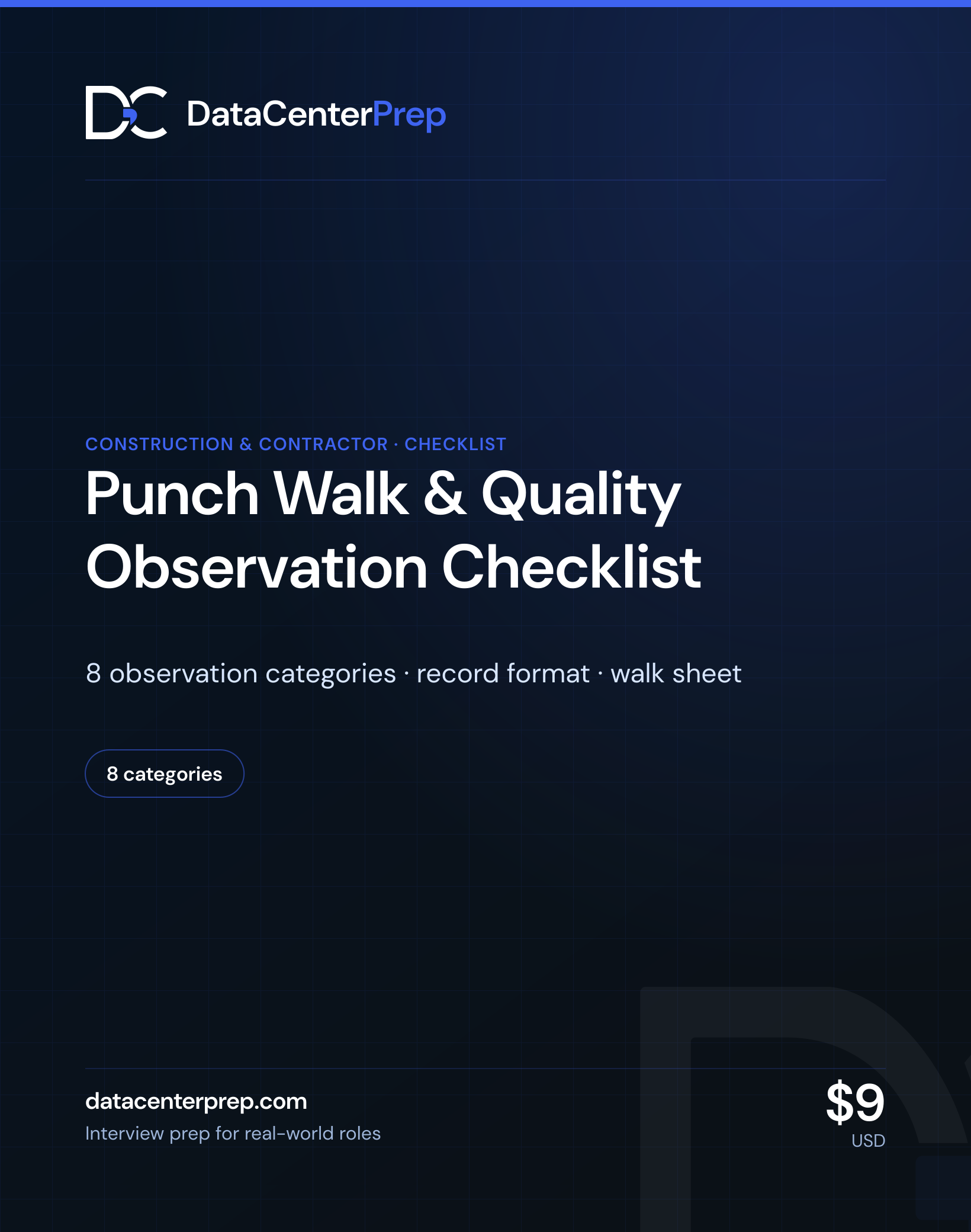 Data Center Punch Walk and Quality Observation Checklist — product cover